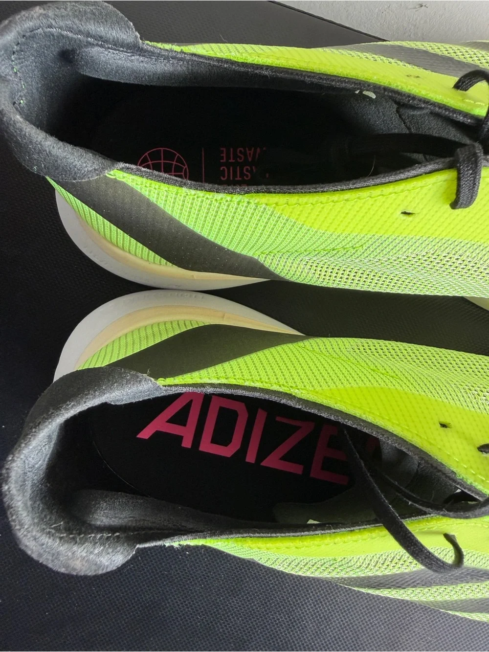 Adidas Men’s Neon Yellow and Black Adizero Boston V12 Running Shoes. NEW